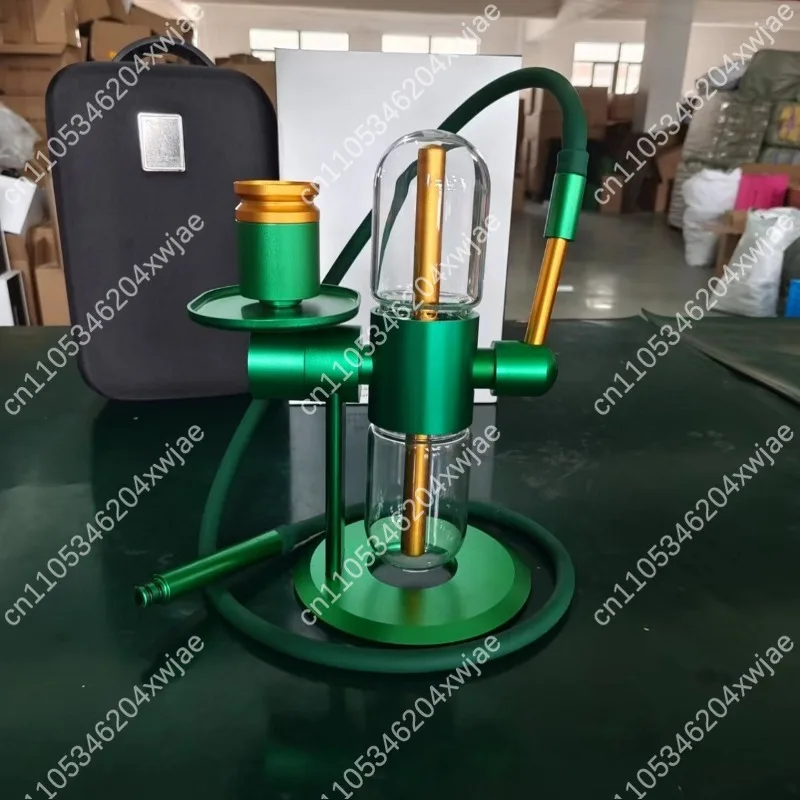 Mini Rotating Gravity Hookah Arabic Shisha Pipe Portable Glass Water Bong with Silicone Base for Party Home Outdoor Use view 2