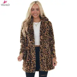 VOLALO Leopard Coats 2024 Women Faux Fur Coat Luxury Winter Warm Plush Jacket Fashion artificial fur Women outwear High Quality