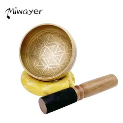 Miwayer Tibetan Singing Bowl Set Flower of Life Unique Gift Helpful for Meditation Yoga Stress Relief Prayer and Mindfulness