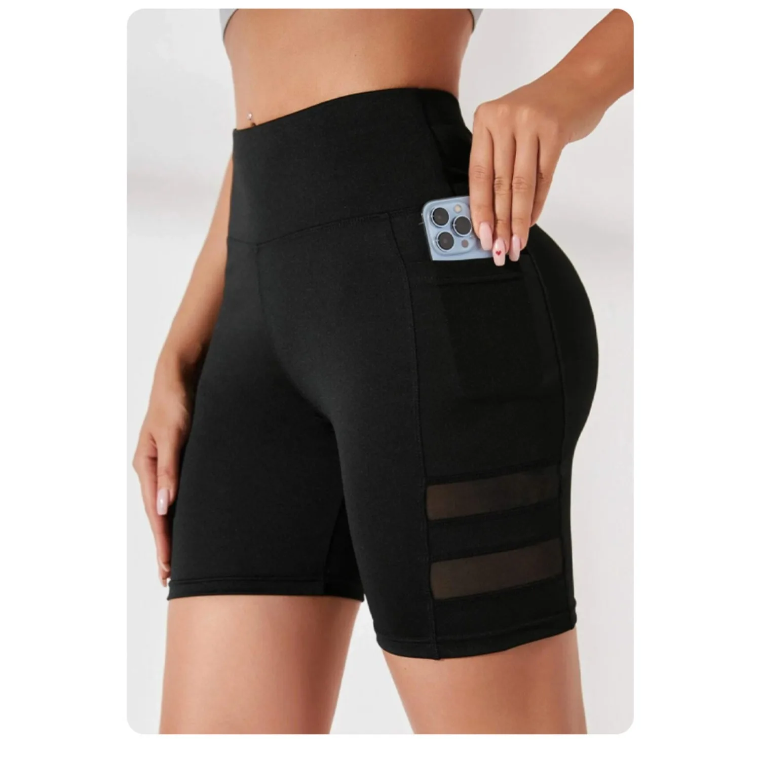 Sport Fitness Yoga Shorts Frau Tasche Dünne Shorts Hohe Taille Sexy Hüfte Heben Bicker Leggings Gym Shorts Sommer – Detail 2
