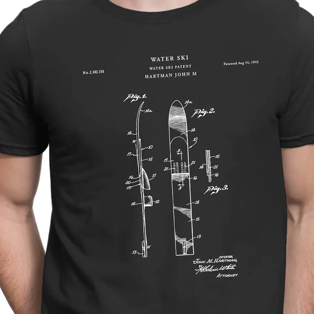 Patent T Shirt Water Ski Tee Top Drawings Pt176