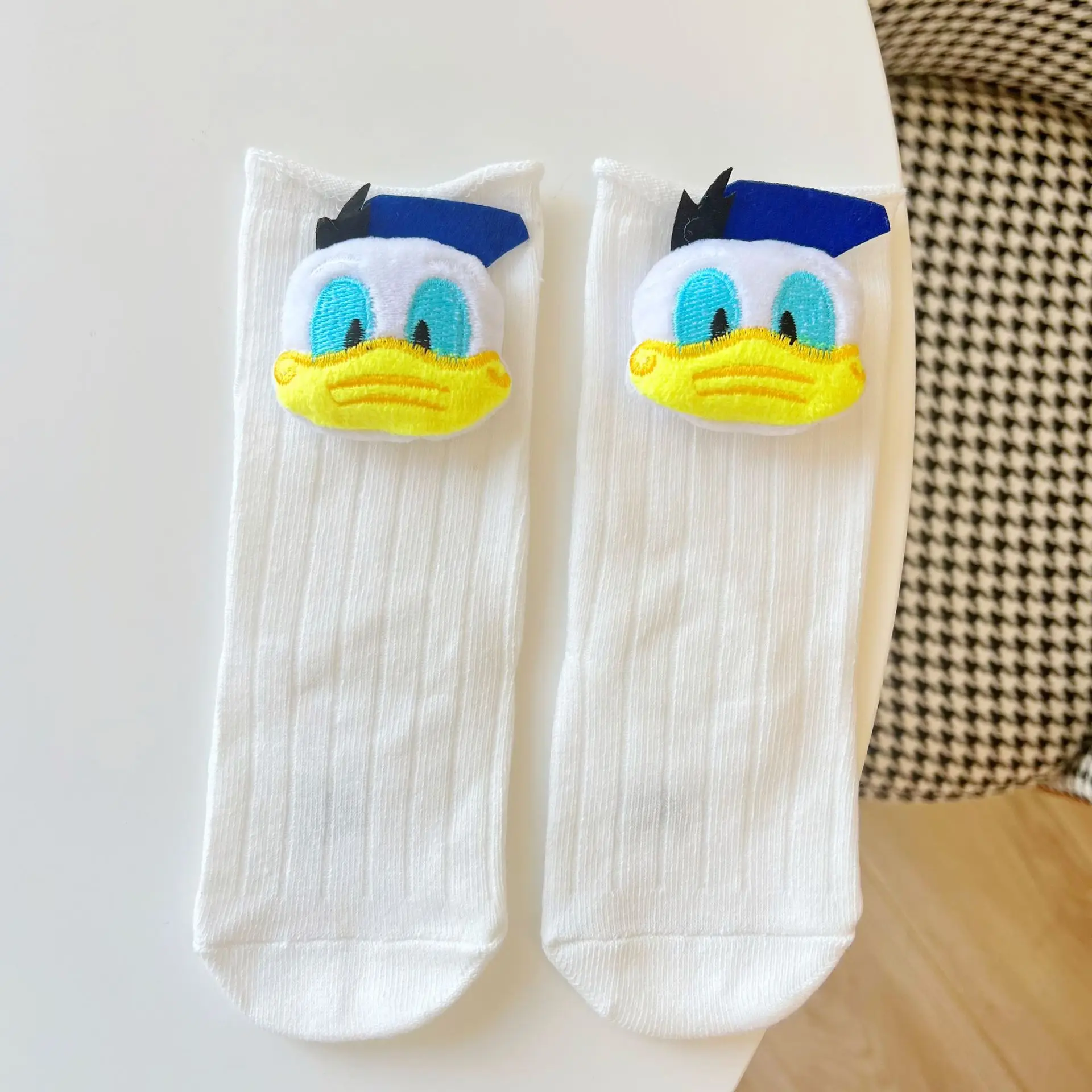 2024 New Children\'s Socks White Cartoon Doll Socks Disney Winnie Cute Baby Girls Boys Tude Socks Kids Accessory Socks 0-3 Age