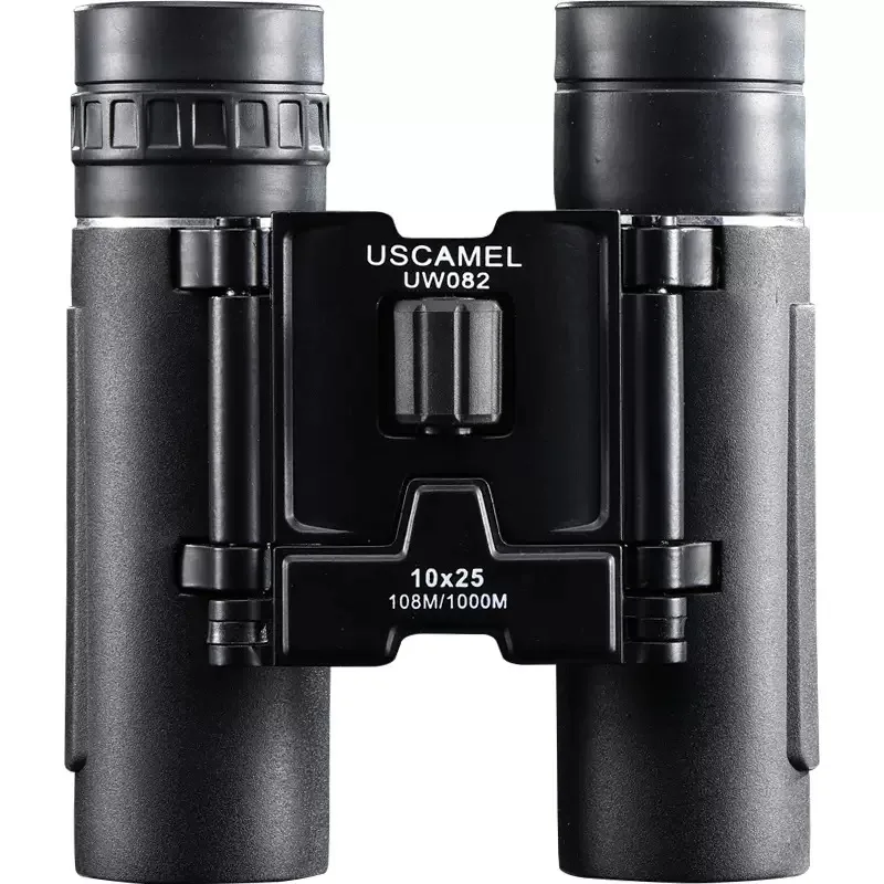 10X25 HD Binoculars Long Range Folding Portable Mini BAK7 FMC Green Coated Telescope for Climbing Hunting Outdoor Sports