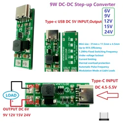 DDTC12UA 9W mini Type-C USB DC 5V do 6V 9V 12V 15V 24V DC DC Boost Step-up Converter PWM PFM Moduł regulatora napięcia