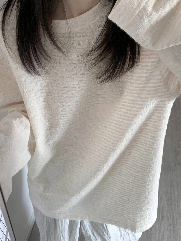 

Long Sleeve T-Shirts Womens Natural Cotton Tops Slim Fit Comfortable Spring Sweet Outdoor Feminine Simple Daily Style Bohemian