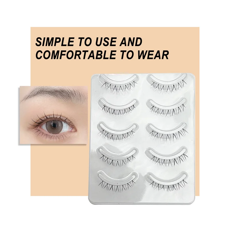 DINGSEN 5 Paar Transparente Unterwimpern mit Superweichem Klarband, Falsche Wimpern für die Untere Wimpernreihe, Sanfte Unterwimpernverlängerung – Detail 1