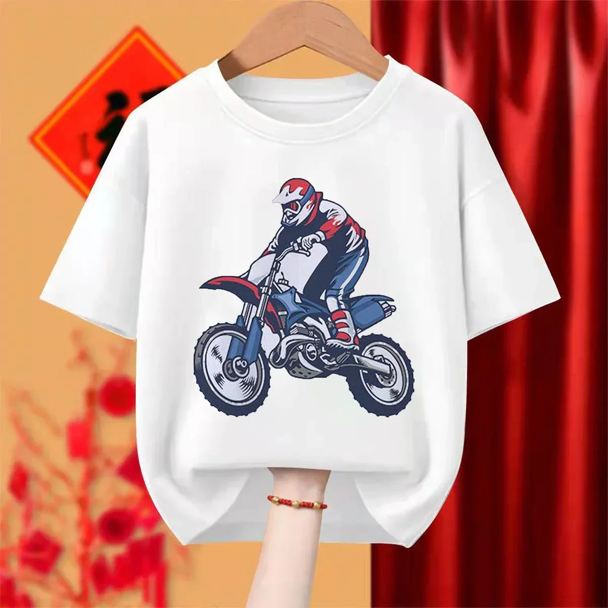 Motorcycle Boy Print Kids T-shirt Children's Clothes 2024 Summer Cartoon Cute Baby Girls Clothing Boys Short Sleeve T Shirt