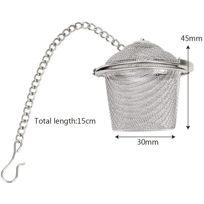 Colador de bolas de té de acero inoxidable 304, filtro Infusor de hierbas de malla, colador de té de especias y hojas de té, hervir sopa para tetera, herramienta de cocina