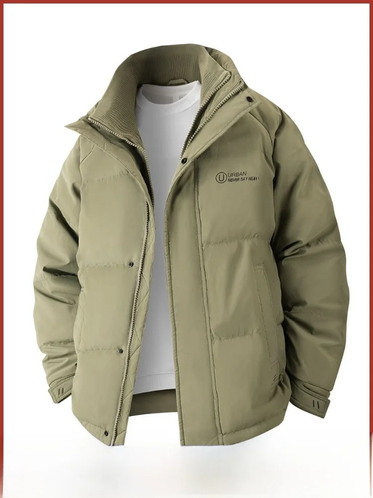 الرجال في الهواء الطلق الشتاء Thiened طبقة مزدوجة طوق دافئ الوقوف طوق الخبز أسفل Jaet 90 Du أسفل سستة إغلاق البوليستر...