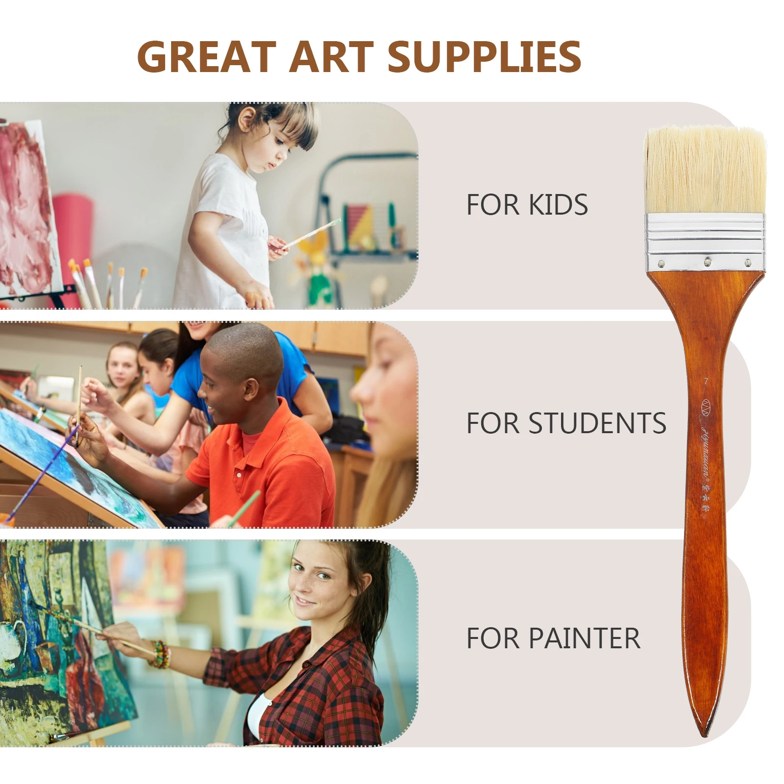 

5 Pcs Oil Painting Brush Student Art Brushes High Grade Wooden Handle Nylon Bristles Craft Hobby DIY Wall Art Gifts Portable