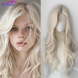 XY Lace Front Wig Curly Wavy White Wig For Women Synthetic Hair Middle Part Long White Wig White Cosplay Wig Long Wigs For Women