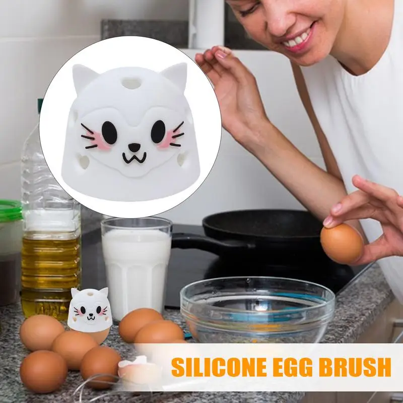 Egg Washer Brush Egg Cleaning Brush Reusable Cleaning Tools Silicone Egg Washer Tool Silicone Cute Cat Shape Egg Brush Cleaning