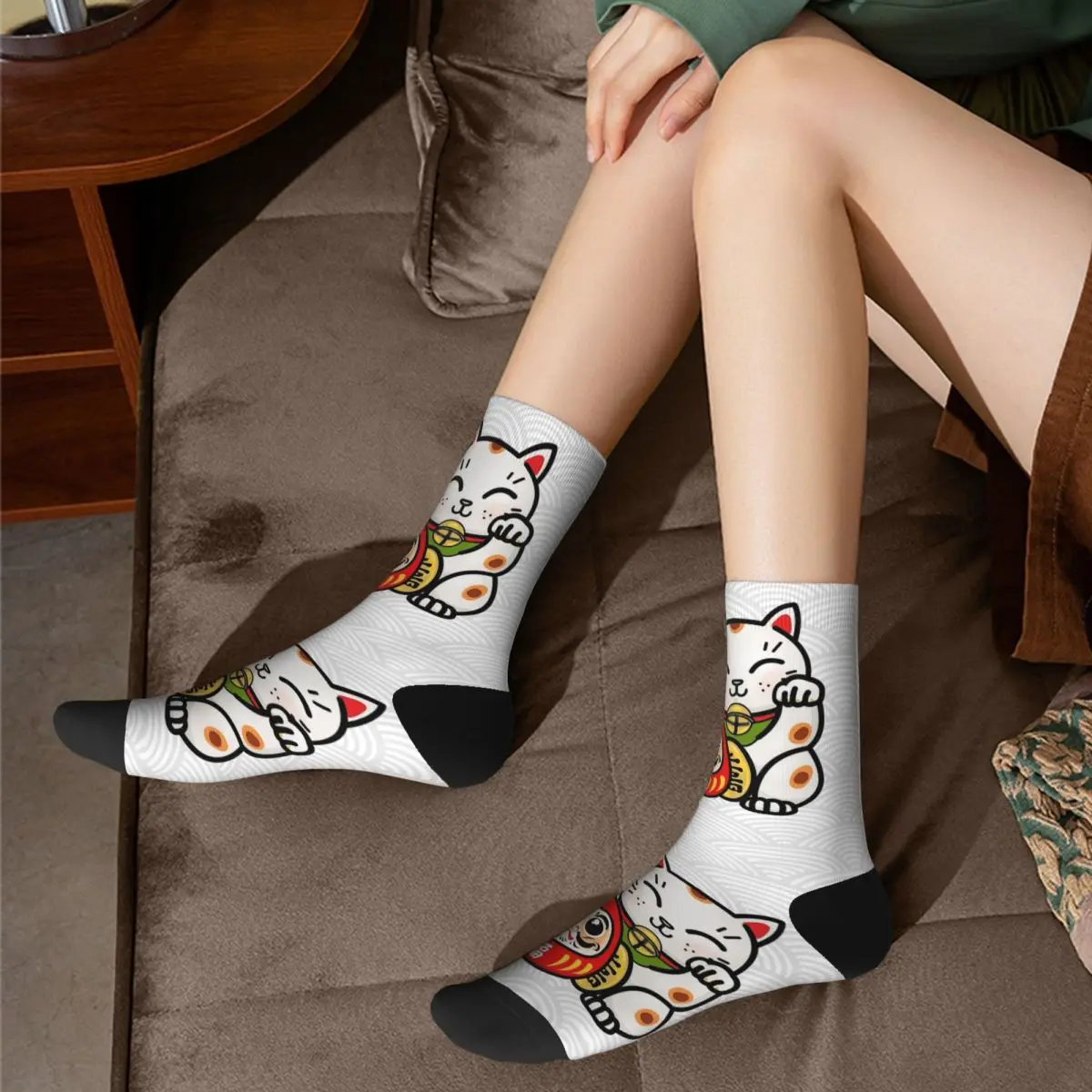 Luck & Fortune Cat Neko Maneki Chaussettes pour hommes et femmes, mode, printemps, été, automne, hiver, bas, cadeau