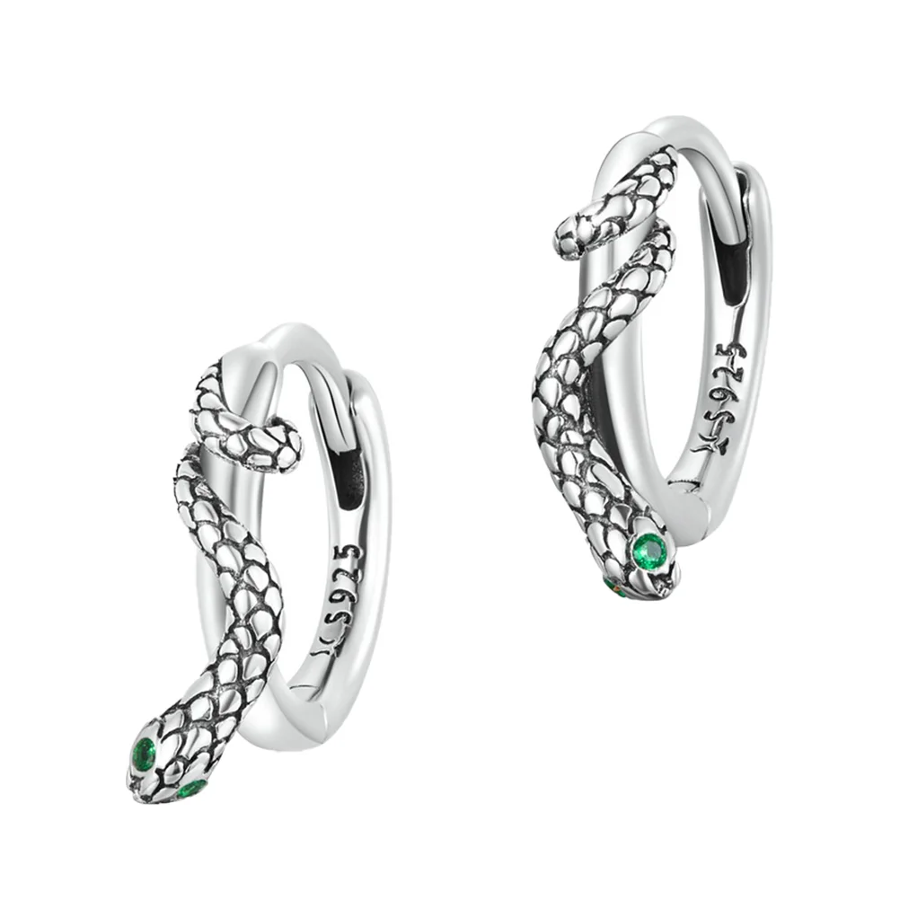 Sterling Silver Snake Ear Clip Special Occasions Earrings Lady Buckle Animal Creative S925 Zircon Jewelry