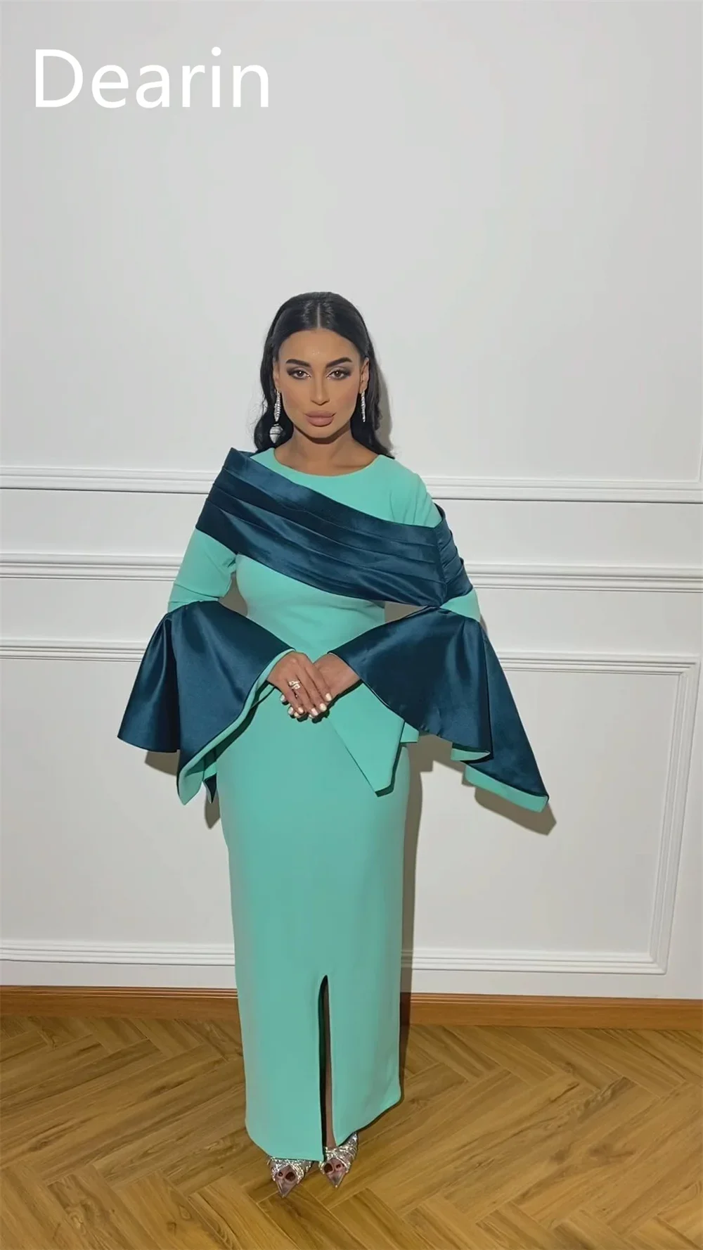 Customized Evening Dress Prom Gown Women Party Occasion Dearin Scoop Neckline Column Ankle Length Skirts Vertically Bespoke Occa
