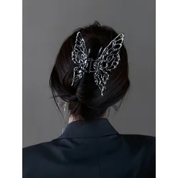 Épingle à cheveux géométrique en argent brillant pour femmes et filles, pince à cheveux papillon, pince à fleurs roses, griffe de cheveux, coiffure en cordon, nouveau style coréen