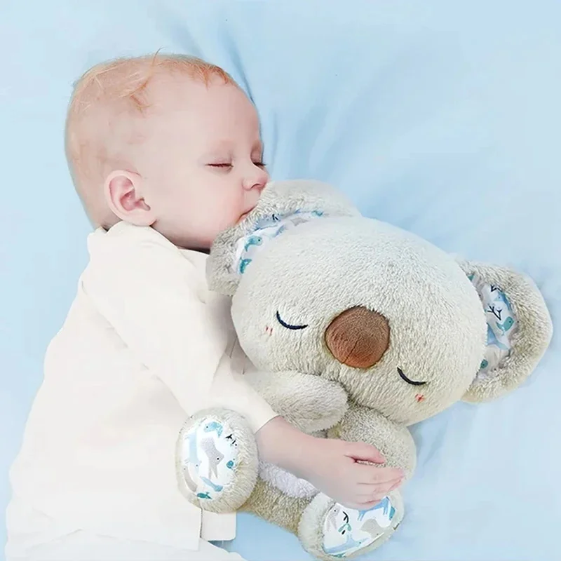 Baby Breathing Bear Baby Soothing Koala Plush Doll Toy Kids Soothing Music Baby Sleeping Companion Sound And Light Doll Toy Gift