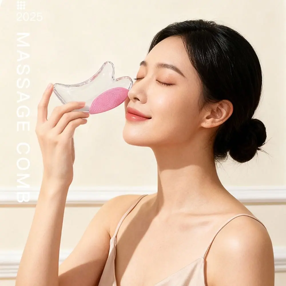 Transparent Resin Crystal Scraping Board Smooth Edges with LED Light Facial Massage Scraper Promote Blood Circulation
