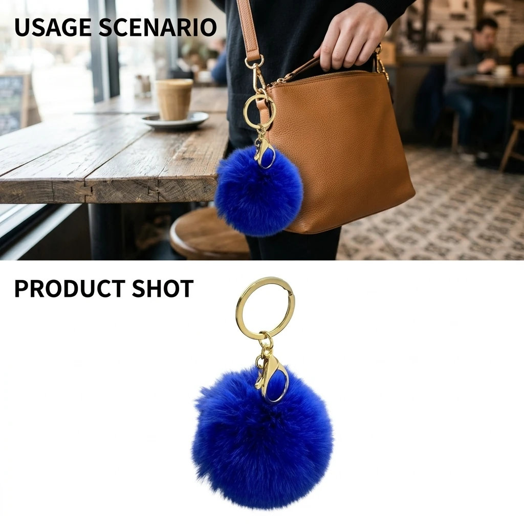 1/10Pcs Fluffy Imitating Otter Rabbit Fur Ball Backpack Keyring Accessories for Women PomPom Keychain Cute Candy Colors Gifts view 5
