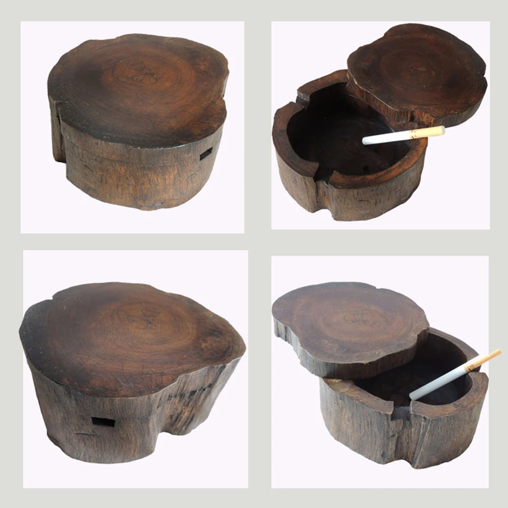 

Solid Wood Ashtray Vintage Ornament Creative Home Decoration Bamboo Material Retro Creative Wood Ashtray Style