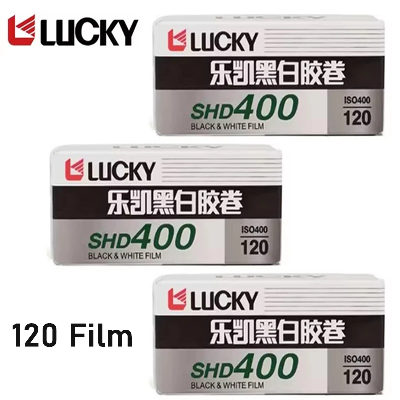 120mm ISO 400 1/3/5/10 Rolls LUCKY SHD 400 Film Black and white Negative Film For Kodak 120 Film Camera Fujifilm Camera
