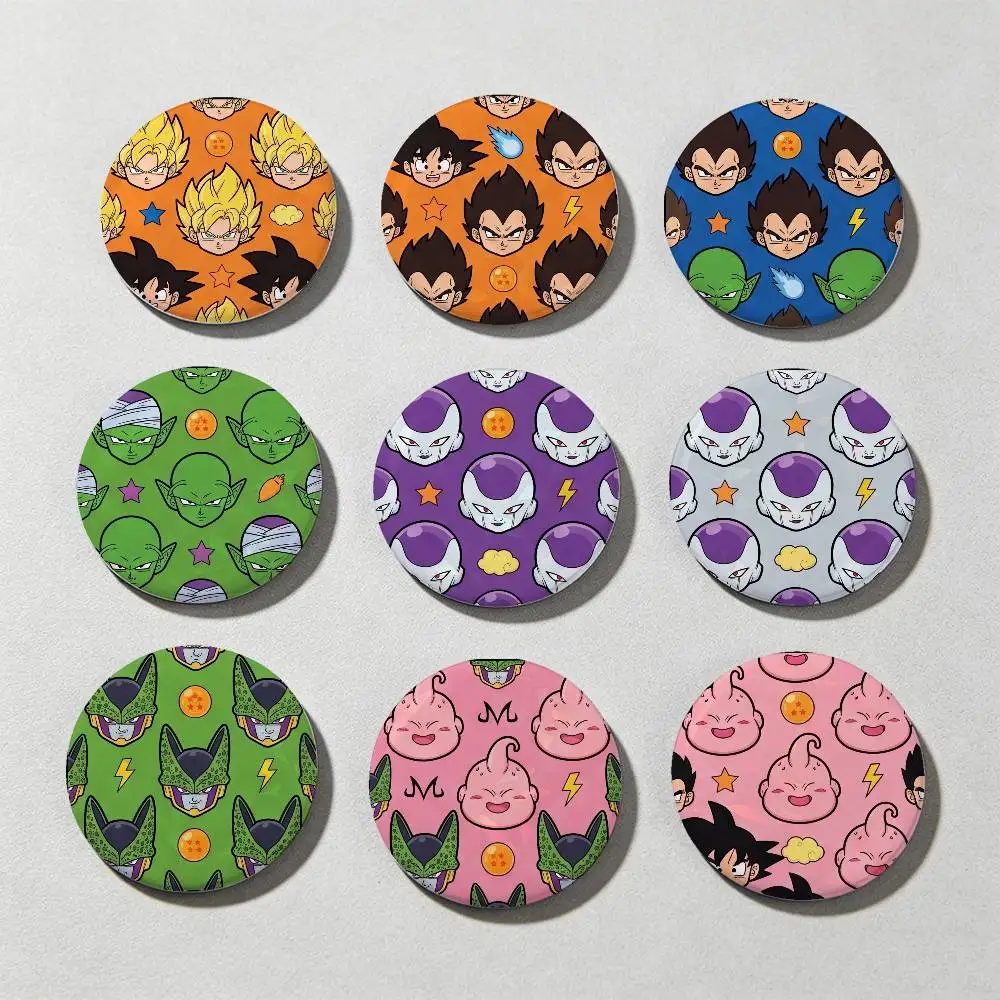 Dragon Ball Son Goku Laser Diamond Texture Button Pins Tinplate Brooches Cartoon Creative Badge For Backpack Clothes Decor