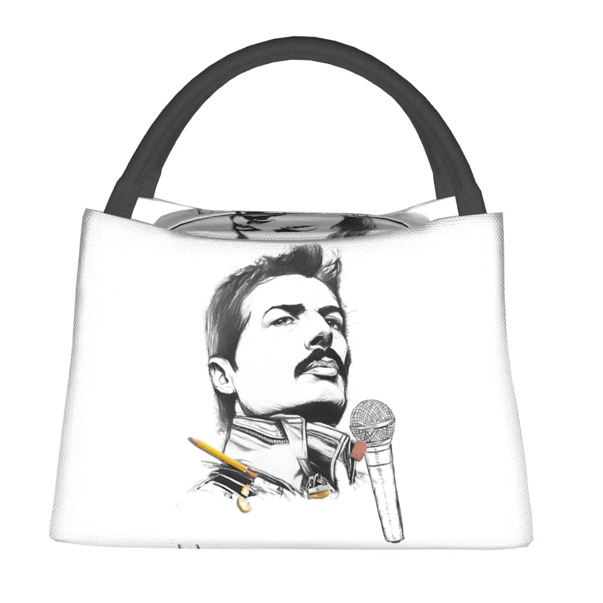 Freddie Mercury In Sketch Lunch Bags Insulated Bento Box Lunch Tote Picnic Bags Cooler Thermal Bag for Woman Children Travel