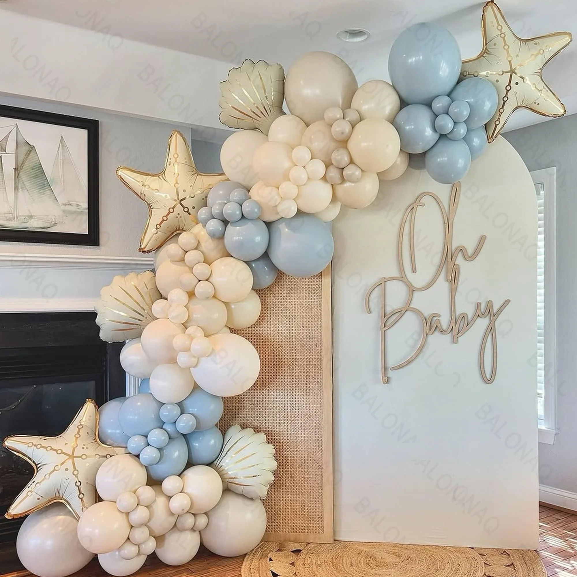 98pcs Seashell Starfish Balloons Ocean Themed Balloon Under The Sea Balloons for Mermaid Themed Coastal Beach Wedding