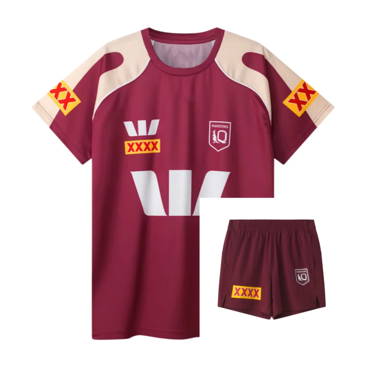 

Summer New Rugby Sportswear Suit Men's T-Shirt Set 2026 QLD Maroons T-Shirt & Shorts For Daily Training Breathable Quick-drying