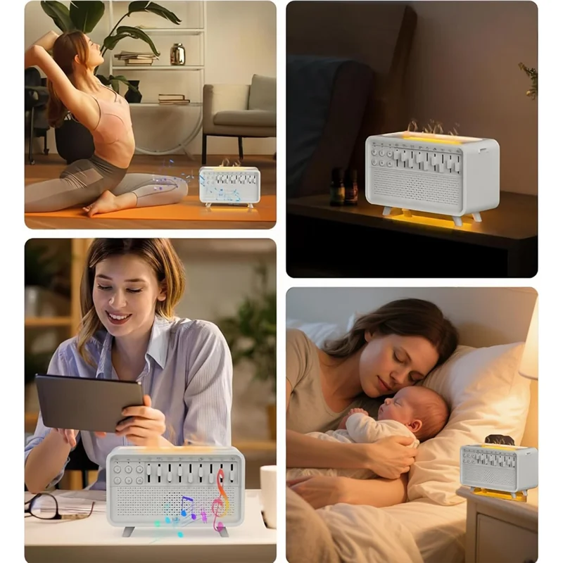 

【FUXQ】Увлажнитель, аромадиффузор, воздушный Bluetooth-динамик, белый шум, 8-эффект, имитация пламени, шум, свет