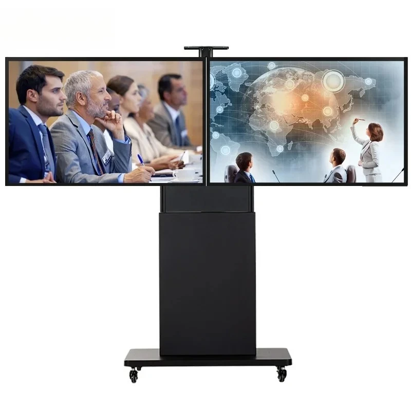 

Dual screen tv carts with wheels 40-65 inches rolling display cart 360 degrees office carts with wheels