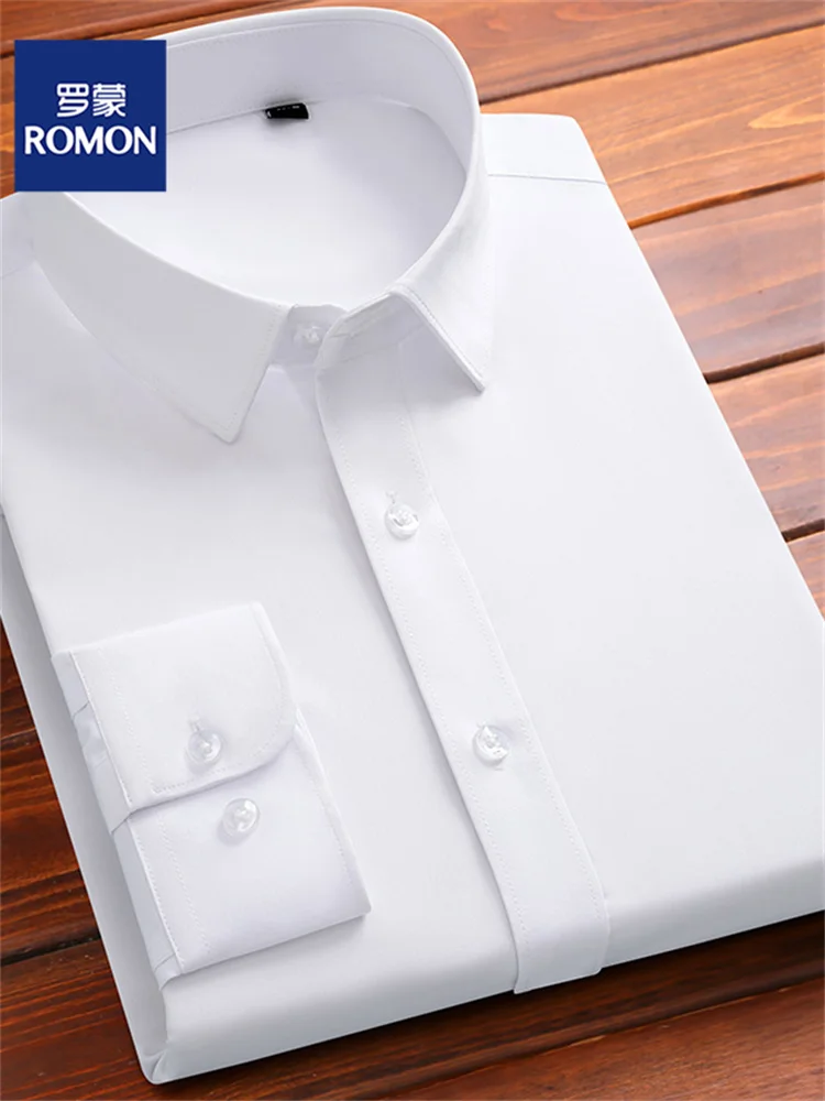 

Мужская рубашка Lormen, длинная, повседневная, немнущаяся, не требующая глажки, приталенная, для бизнеса и повседневной носки, новинка 2025 года, смесь полиэстера и бамбукового волокна