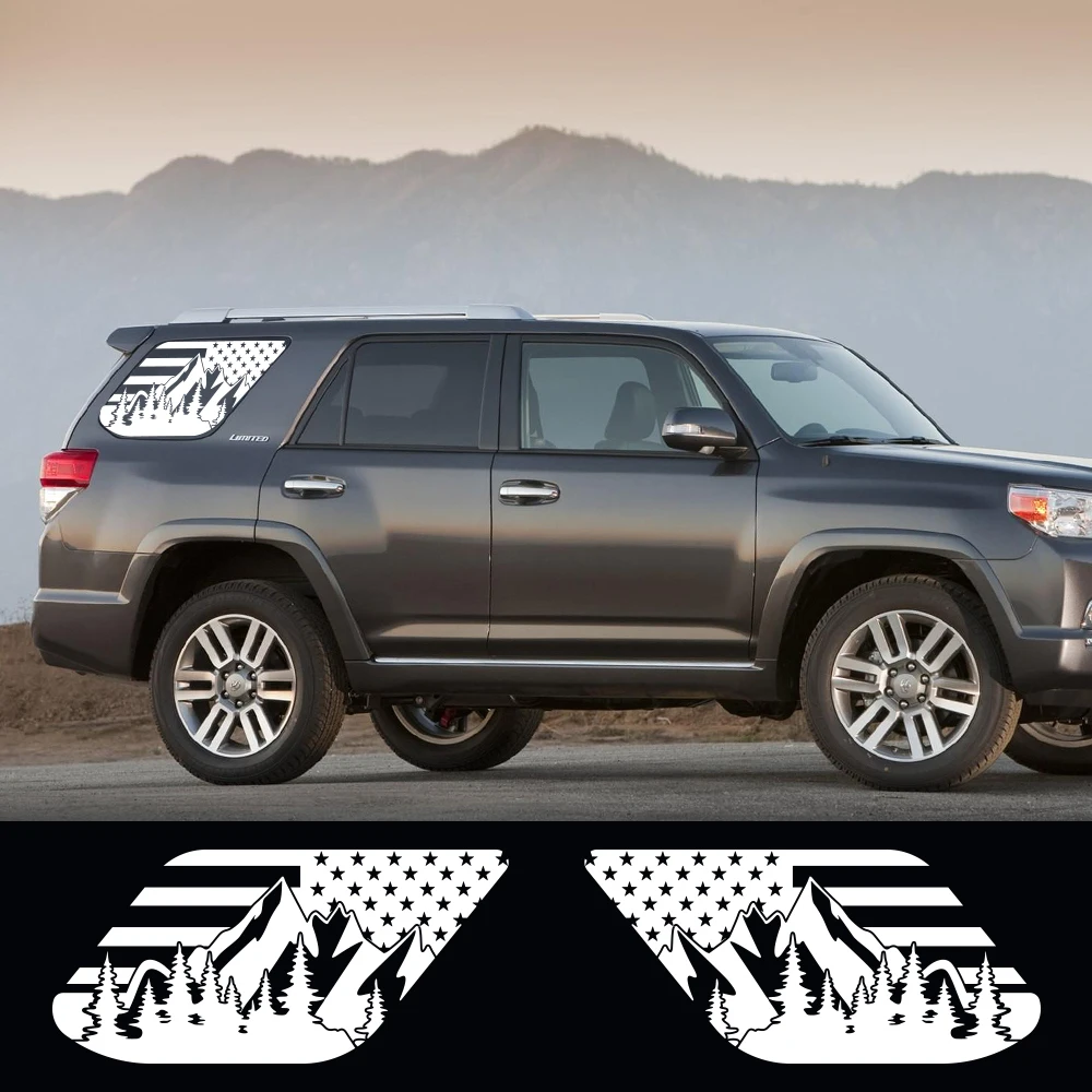 

2Pcs Car Side Window American Flag Deep Forest Decoration Sticker Cover Sticker FOR 4RUNNER External Accessories Car Sticker