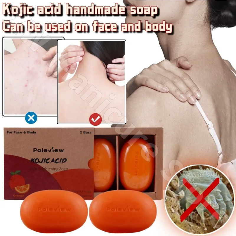 

Orange Kojic Acid Soap Cleansing Shower Deep Cleansing Pores Exfoliating Face and Body Skin Handmade Soap Two-pack Moisturizing