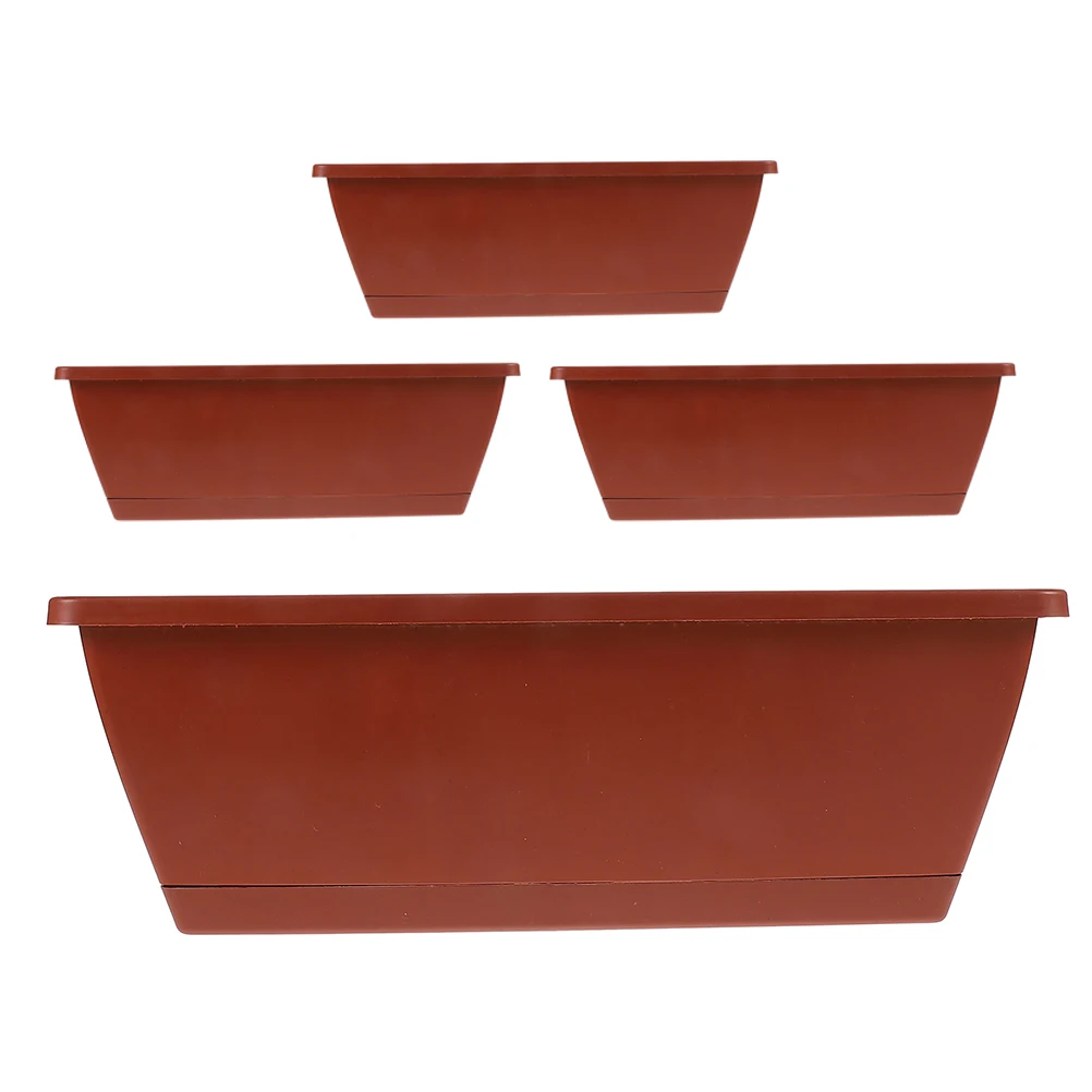 

Rectangular Planter Pot Resin Flower Container Succulent Planting Trough Balcony Garden Vegetable Growing Pot Drainage Outdoor