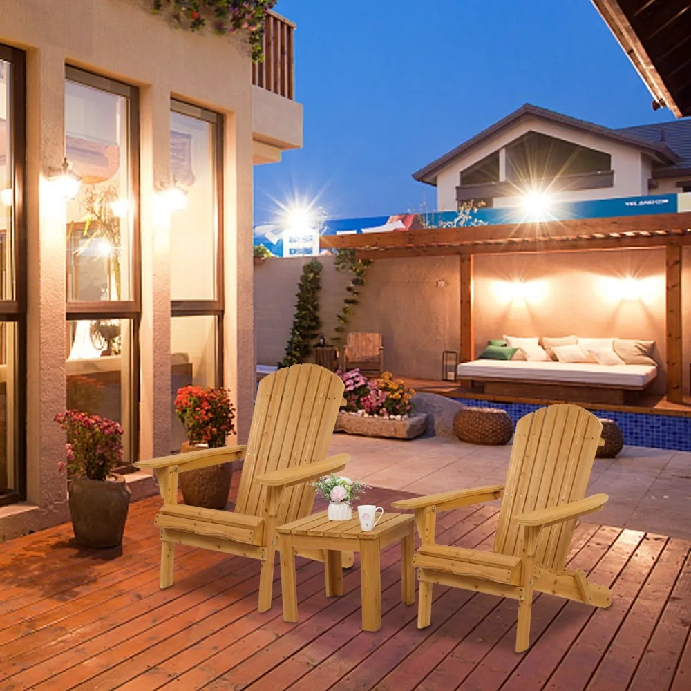 2 قطعة كرسي آديرونداك خشبي مستلق أثاث الفناء مقعد صالة سطح السفينة #5