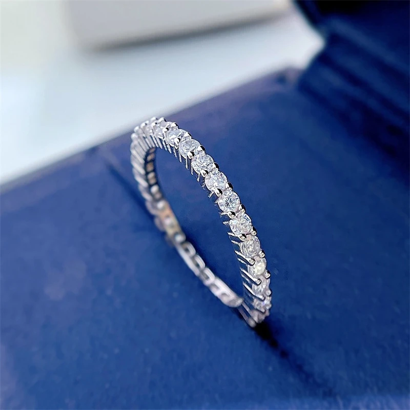 

925 Sterling Silver CZ Simulated Diamond Stackable Ring Platinum Plated Eternity Bands 18k Gold Plated for Women Fine Jewelry