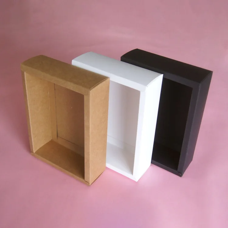 Drawer Gift Box White Black Kraft Paper Packaging Boxes Soap Jewelry Party Favor Wrapping Box 10pcs - view 2