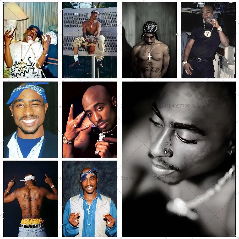Sänger T-Tupac S-Shakur Poster, selbstklebende Wandkunst, wasserfester Aufkleber für Bar-Raumdekoration, hochwertiger Druck, Geschenk