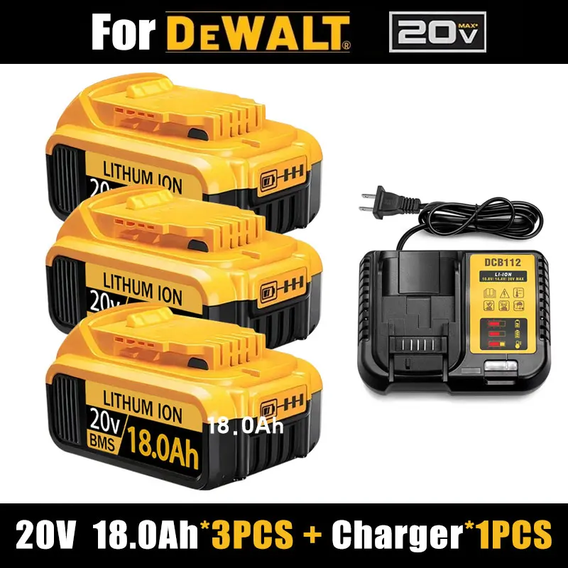 

18000mAh DCB200 20V Battery Compatible with Dewalt Power Tools 18V Rechargeable Electric Tool Lithium Batteries 20V 18Volt