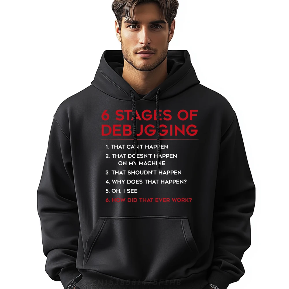 

Coding 6 Stages of Debugging Bug Computer Programmer Graphic Polyester SOFT New Shirts And Oversize Long Sleeve Father's Day