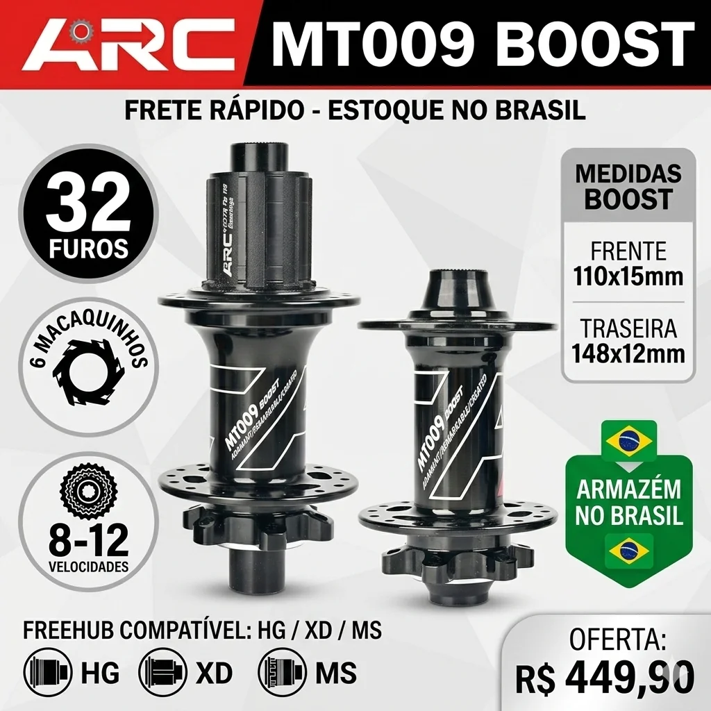 ARC MT009 BOOST MTB Hub Set Front Rear 32H 6 Pawls HG XD MS 8-12S