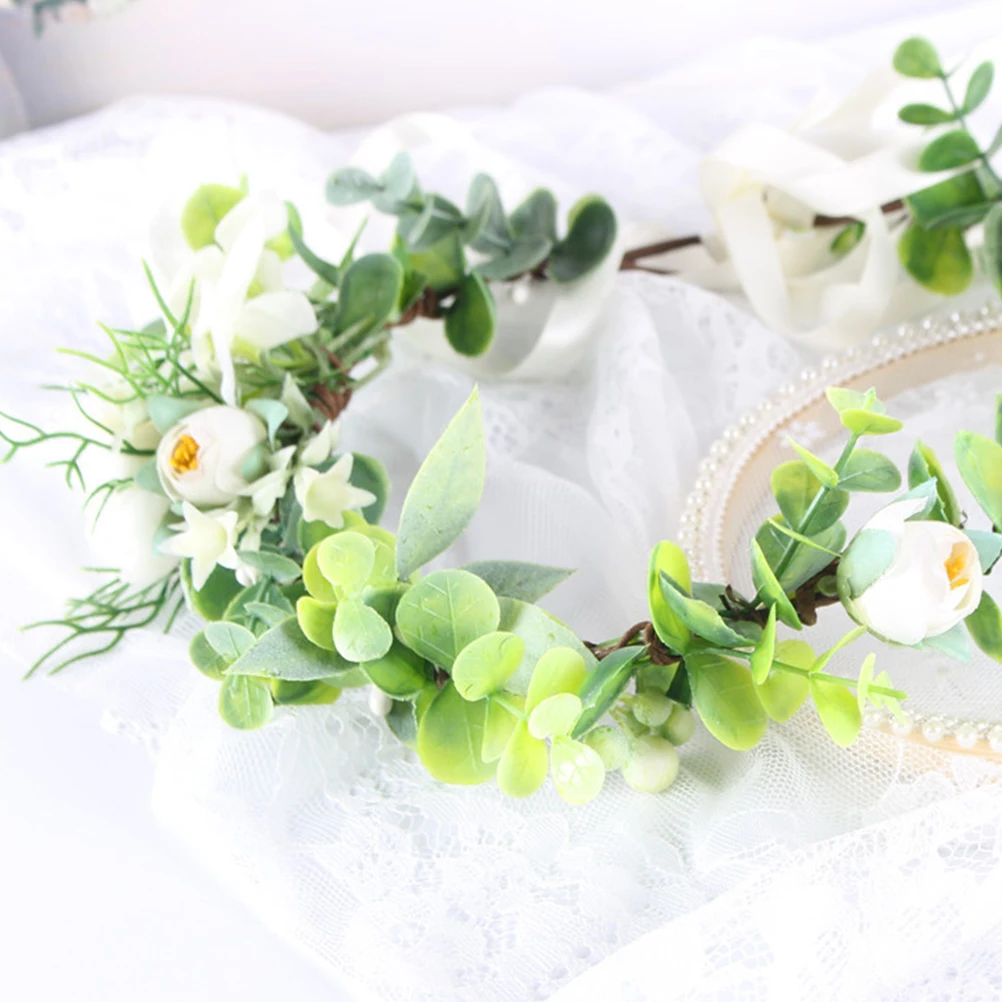 

Bohemian Flower Hair Hoop Garland Headband Wreath Simulation Leaf Decorative Bridal Party Photoshoot Seaside Vacation Stylish