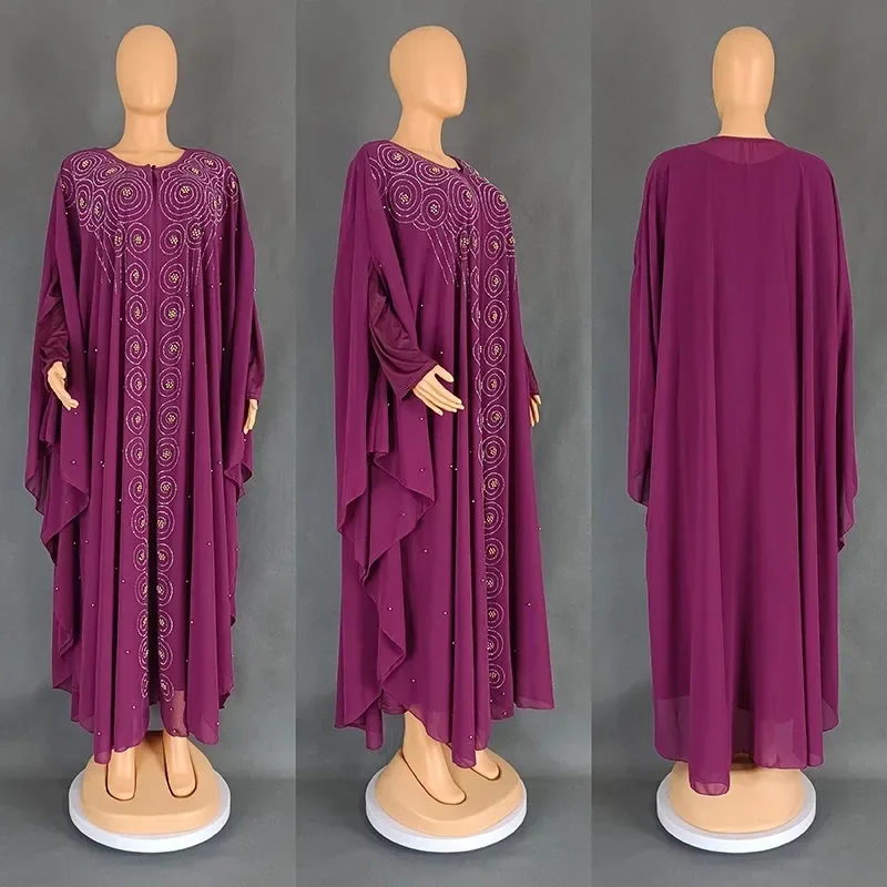 Abayas For Women Dubai Luxury Chiffon Boubou Muslim Fashion Dress Caftan Marocain Evening Party Dresses Robe Djellaba Femme 2024