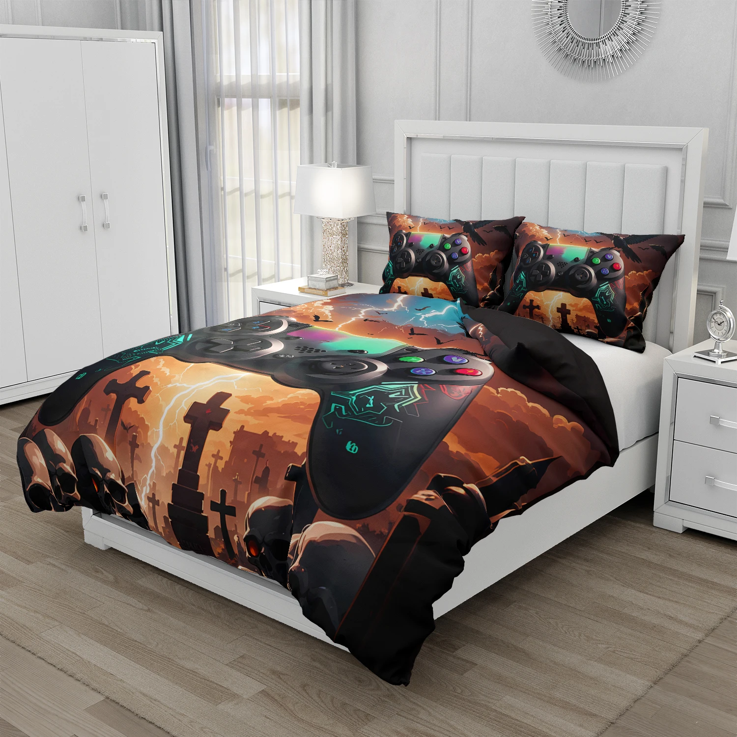 Boys Bedding Set 3PCS 3D Game Controller Duvet Cover Twin/Full Size Soft Polyester Bed Linen 220x240cm Kids Room Decor Gift Idea