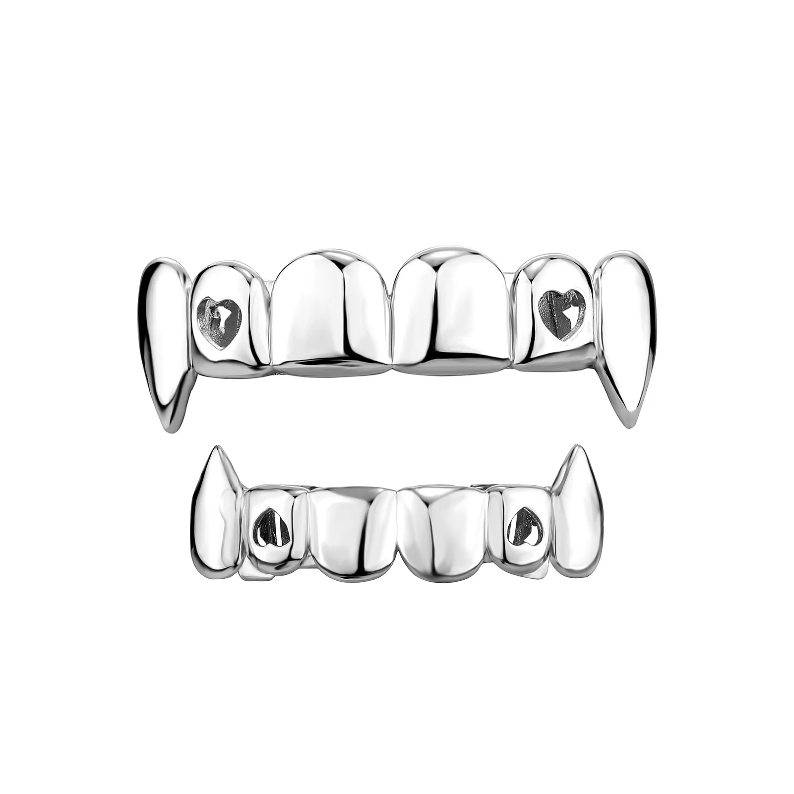 TOPGRILLZ Gold Silver Plated HIP HOP Teeth Grillz 6 Top & 6 Bottom Grills Set With silicone Real Shiny Vampire Tooth Sets