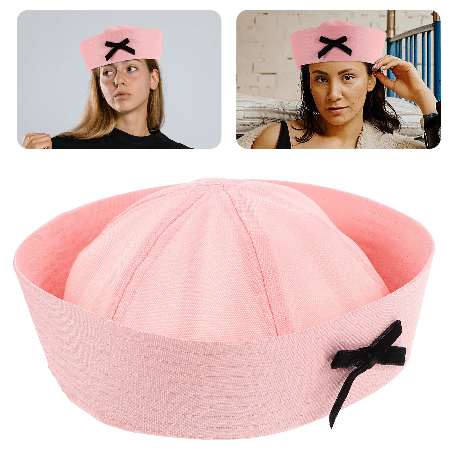 

Sailor Hat Navy for Nautical Theme Uniform Cloth Cosplay Costume Accessories Bowknot Cap