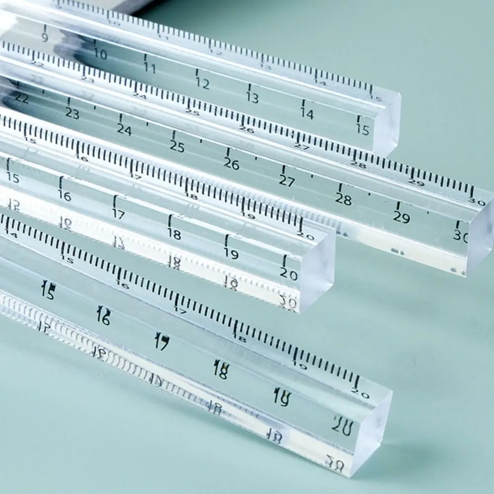 Creative 15/20/30CM Straight Ruler Transparent Acrylic Cube Ruler Scale Ruler Creative Stationery