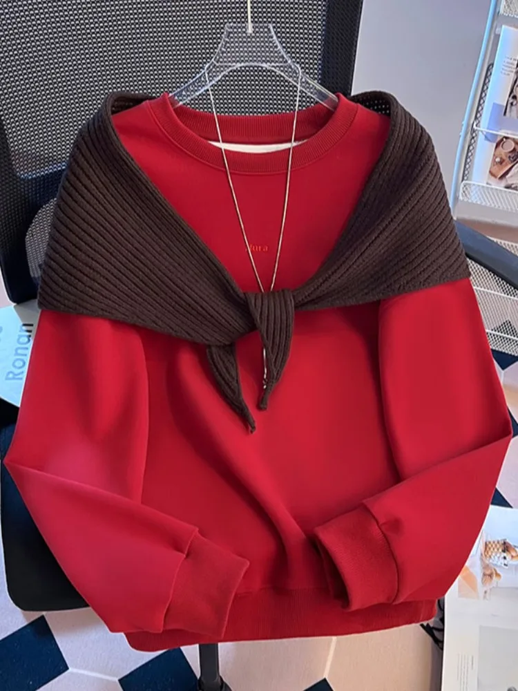 Lâche tricoté poinçon Long Sve rond Ne Sweat femmes printemps automne nouveau Sle décontracté confortable coton mélange haut