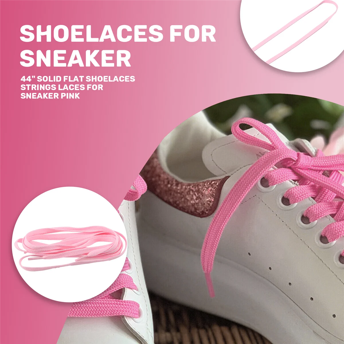 

ABLK 44" Solid Flat Shoelaces Strings Laces for Sneaker Pink